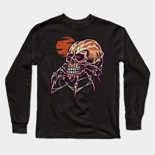 Evil Halloween Spider Skull Long Sleeve T-Shirt